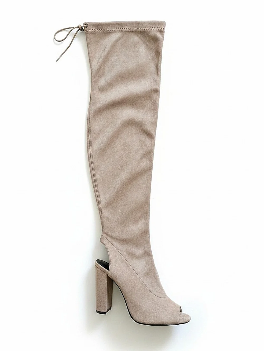 NEW! TOP Moda Over-the-Knee Peep-Toe Boot in Taupe